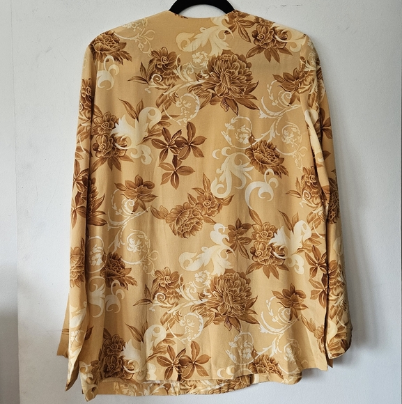 Saks Silk Double Breasted Carmel Print Blouse Vintage - Picture 4 of 7